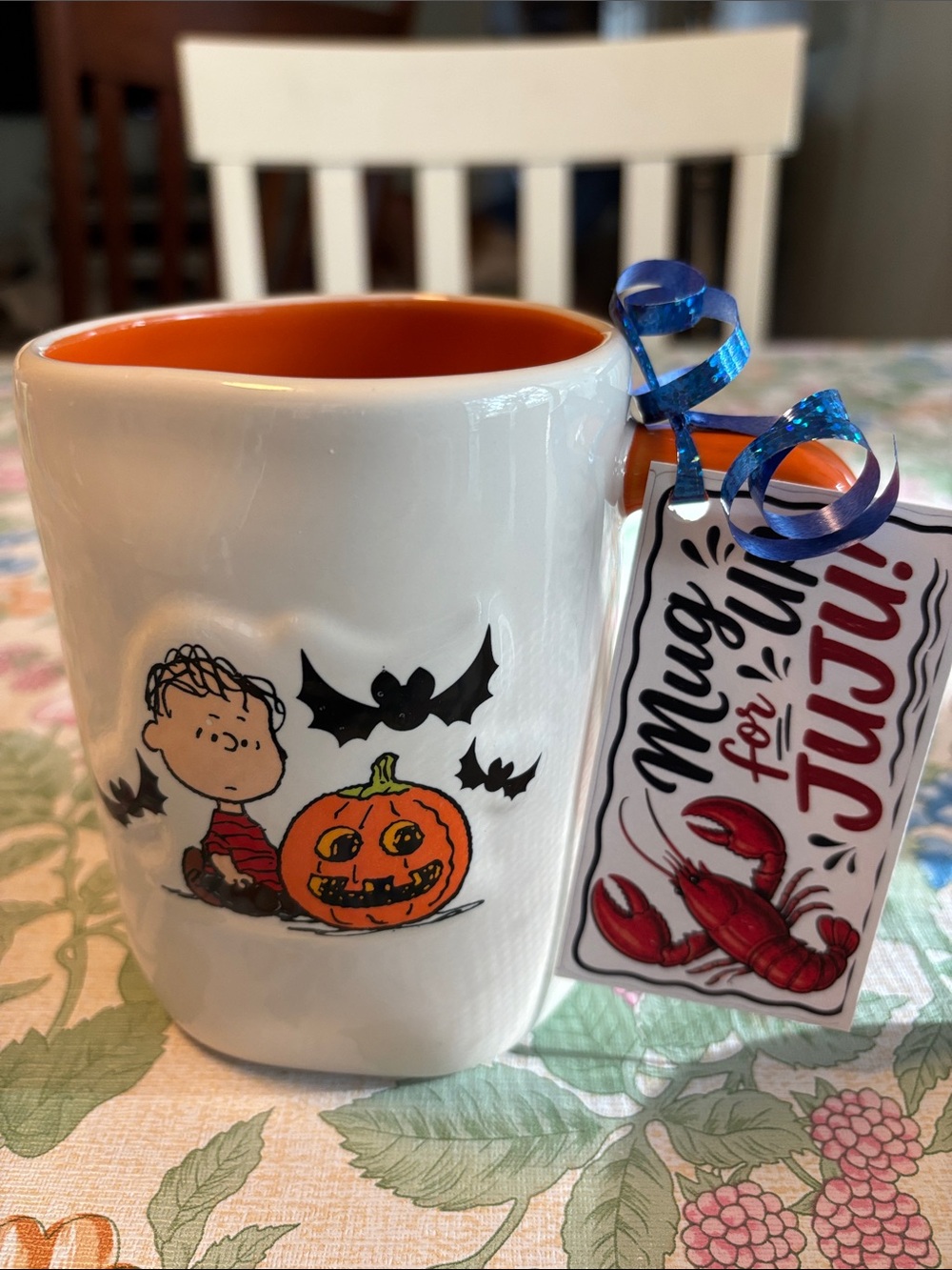 Rae Dunn White and Orange Halloween Charlie Brown Ceramic Mug